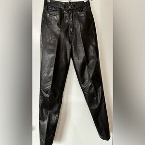 Women Straight Leg Genuine Leather Black Pants Size 7/8 Festival Rock Concert
